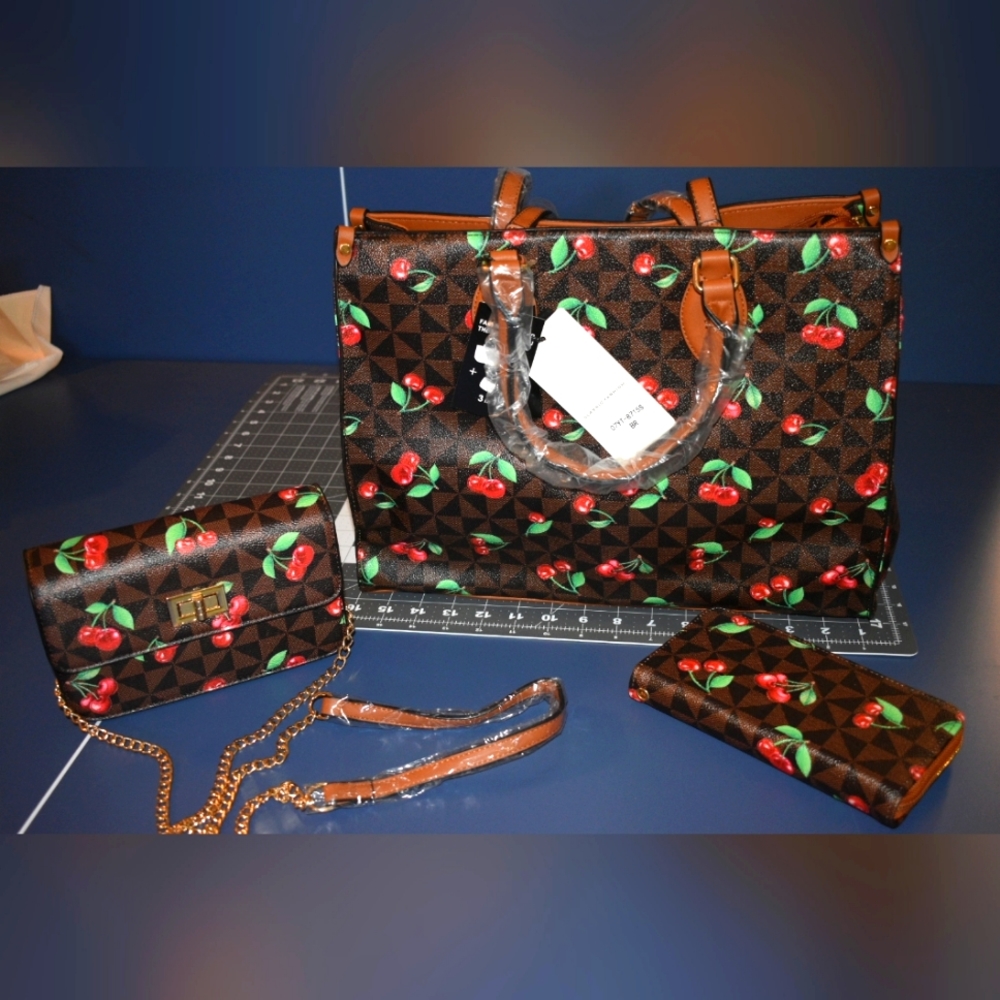 COPY - Brown Cherry Tote Set